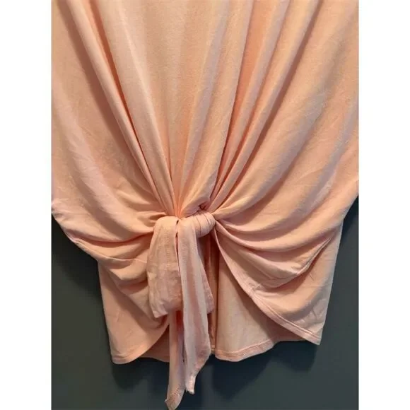 Zenana Women's V-Neck Front Tie T-Shirt Pink Size M Casual Spring - Picture 2 of 9